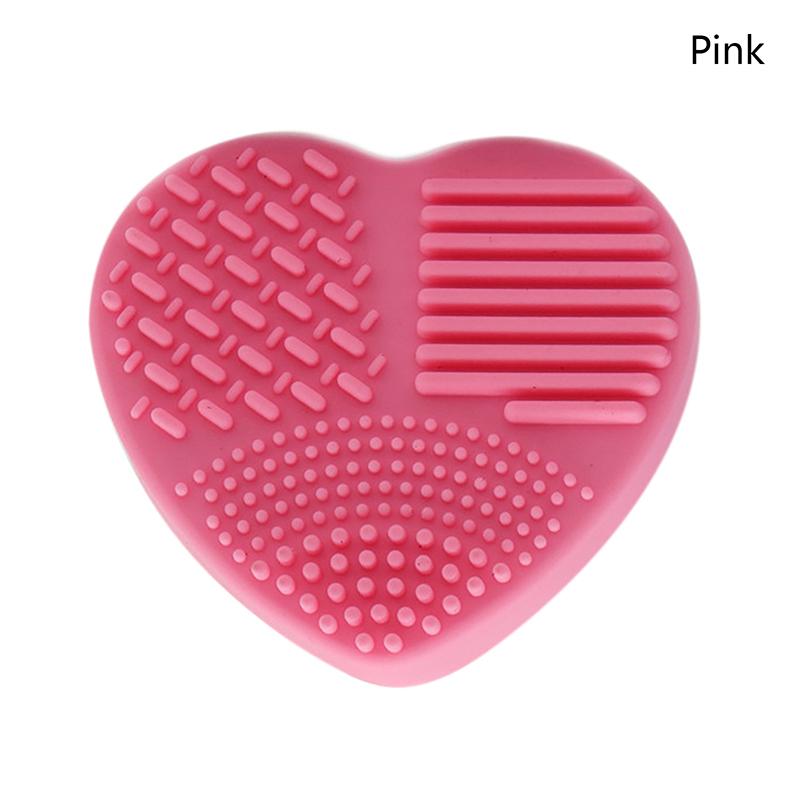 Heart Shaped Makeup Foundation Brush Handheld Cleaner Silicone Cleaning Mat Cosmetic Tool Portable Travel Dormitory Home Gift