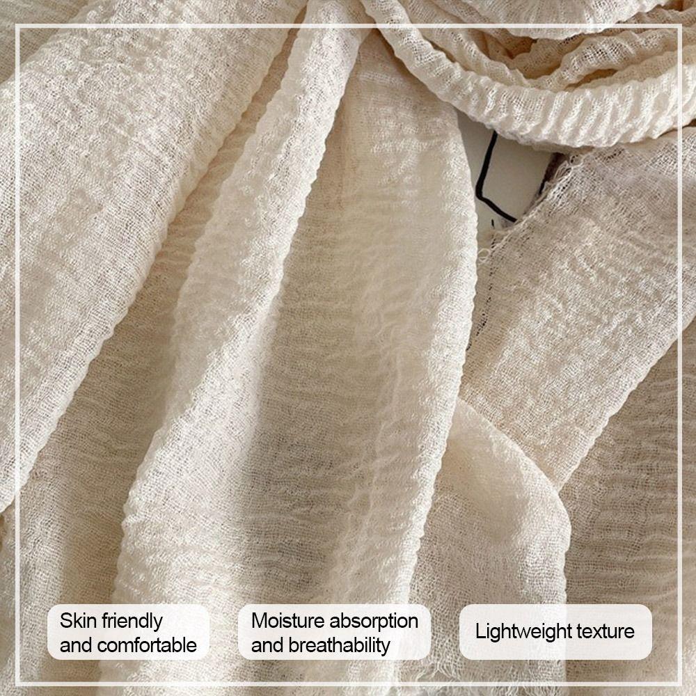 New Big Size Hijab Scarf Crinkle Solid Color Plain Scarf Breathable Women's Shawls