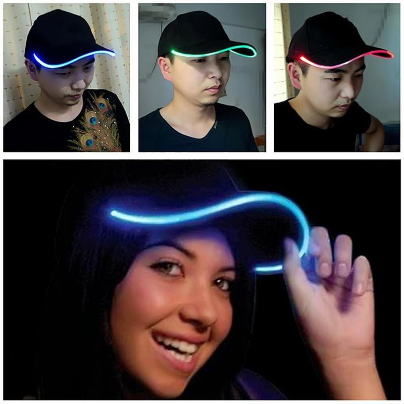 LED Baseball Lys Caps Lysende Partyhatt Klubb Hip Hop Mote Glød Blink Reise
