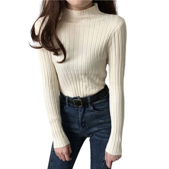 

Bottoming Shirt Slim Fit Half Turtleneck Long Sleeve Ribbed Knitting Tops Autumn Winter Layering Shirt Casual Office Party Wear абрикосовый