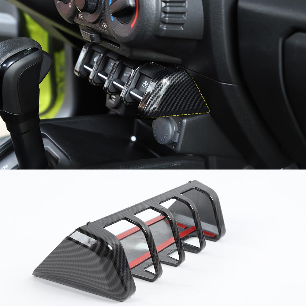 Nakrycie głowy samochodu Przełącznik podnoszenia okna Ręczna klimatyzacja Panel sterowania Wylot powietrza dla Suzuki Jimny 2019 UP Akcesoria wewnętrzne z włókna węglowego