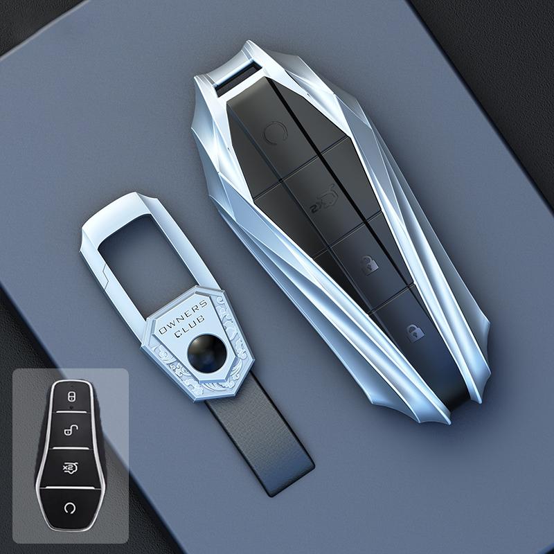 Key Case Cover for BYD Song Plus Atto 3 Han EV Tang DM Qin Seal Dolphin Leather Metal Remote Fob Holder Keychain Car Accessories
