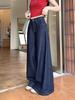 Women's Dark Blue High-Waist Wide-Leg Jeans - 2024 Autumn Collection