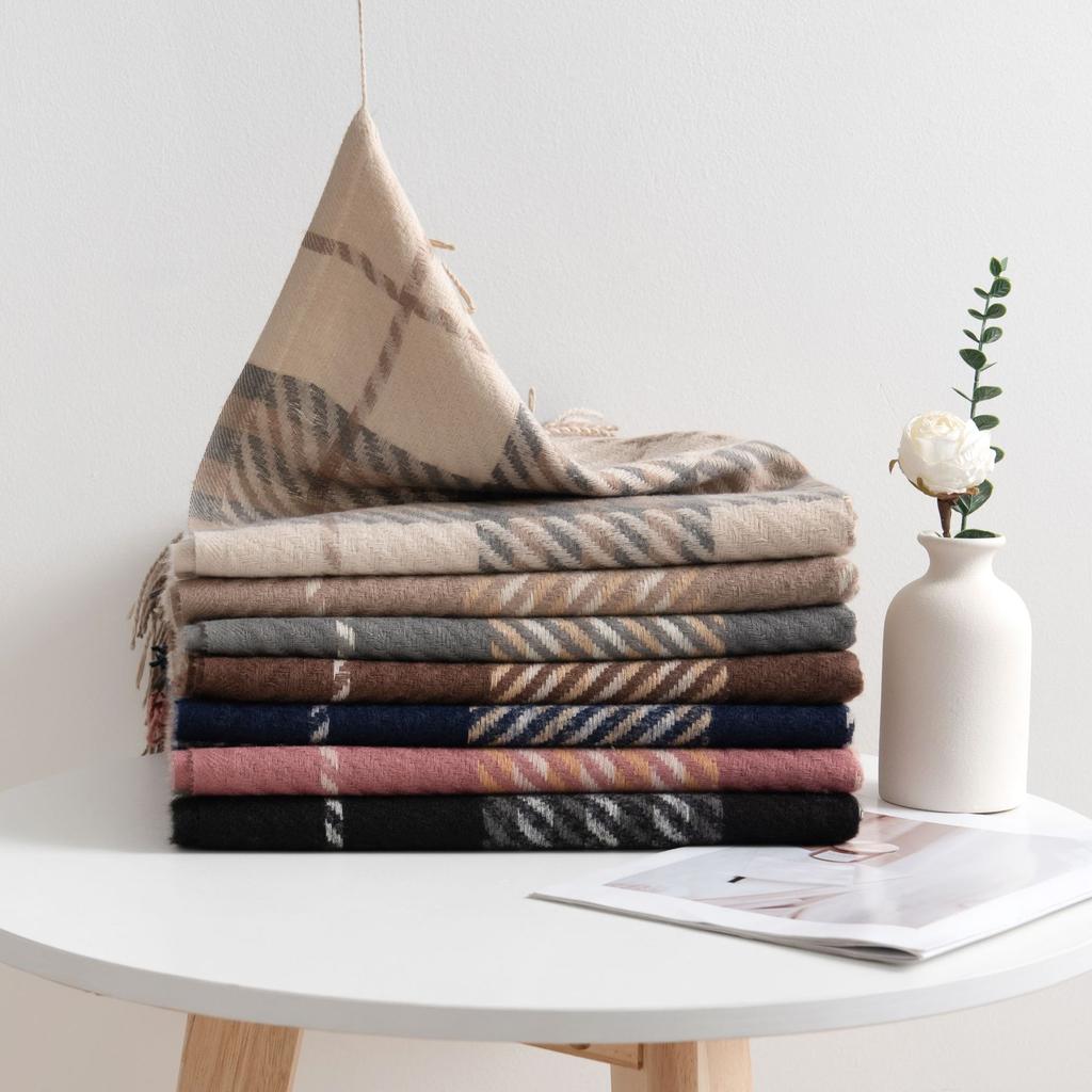 New Korean Imitation Cashmere Scarf High End Versatile Plaid Shawl Couple's Long Winter Warm Scarf