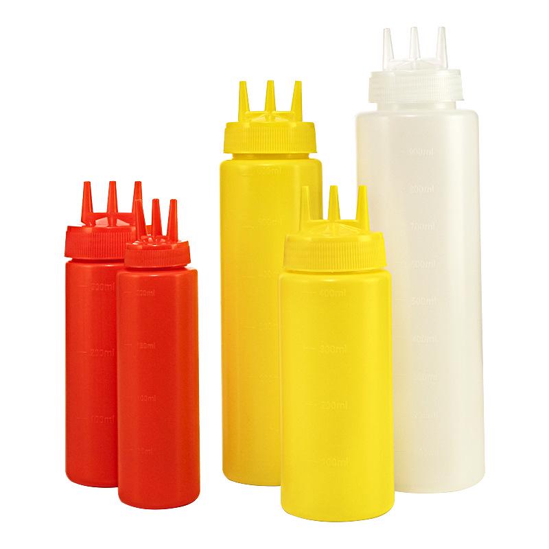 Flacone Squeeze in Plastica a Tre Fori con Ugello per Condimenti - Ideale per Salsa per Insalata, Ketchup, Salsa di Soia e Condimenti.