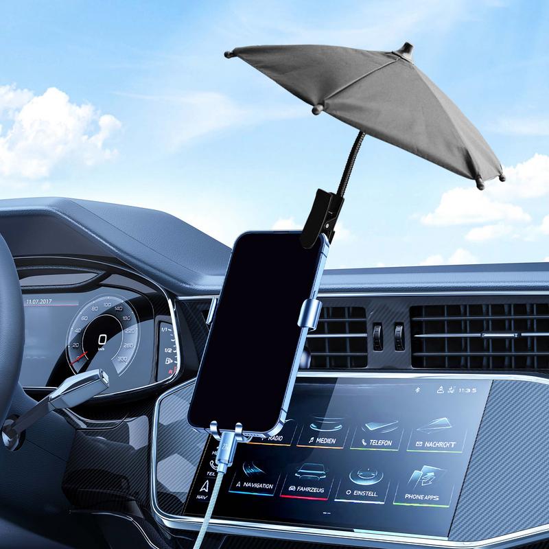 Mini Car Phone Sunshade 360-degree Rotation Umbrella Shape Motorcycle Phone Shade Auto Phone Stand Sun Visor For Car Interior