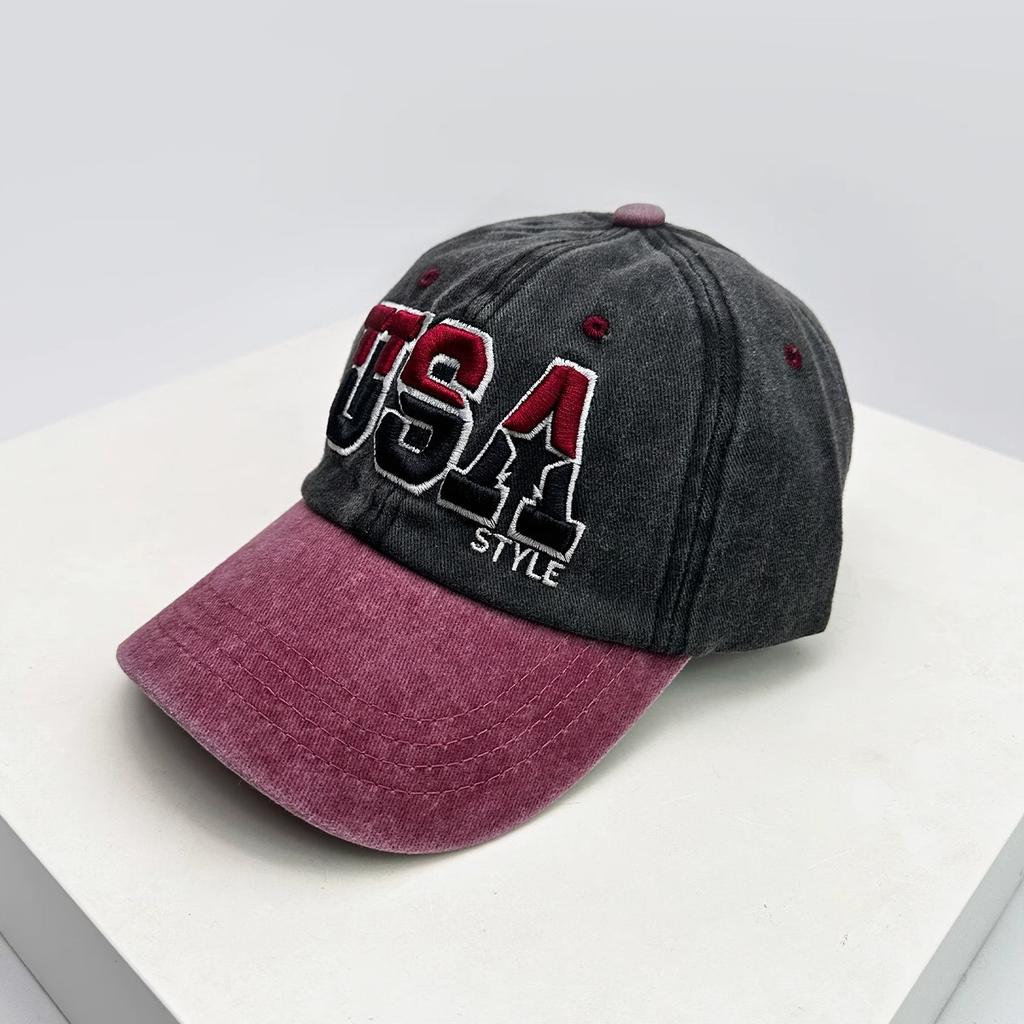 Washed Old Embroidered Baseball Cap Embroidered Baseball Cap European and American Retro Versatile Sun Protection Baseball Cap