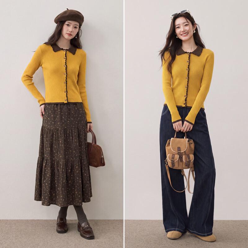 Women's Wool Blend Color-Block Knit Cardigan