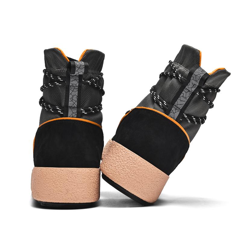 Bocanci de zăpadă înalți pentru bărbați - Piele de porc cu granulație completă, Căptușeală caldă, Talpă din cauciuc de înaltă calitate cu design antiderapant, Potriviți pentru vreme extrem de rece