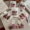 2pcs Pink Coffee Plaid Bow Hair Clip Hairpin Sweet Girl Love Bangs Side Clip Hairpin Children's Hairpin Kids Hair Accessories