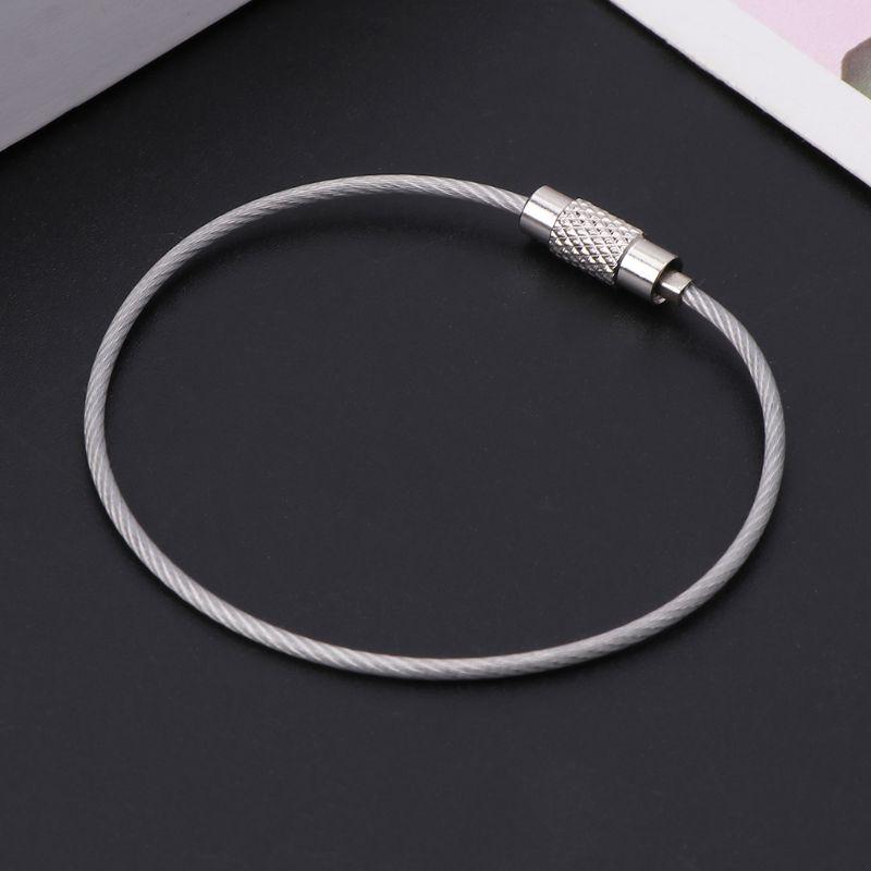 Colorful Stainless Steel Wire Keychain Cable Key Ring Chain Outdoor EDC Luggage Tag Loop Rope