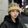Brimless Melon Skin Hat Leopard Plaid Painter Hat Retro Knitted Beanies Cap  Women