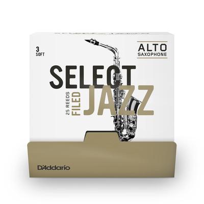 WOODWINDS Select Jazz Filed Cut Strength 3S Altsaxophonblätter, Schachtel mit 25 Blättern, Woodwinds D'Addario D'Addario