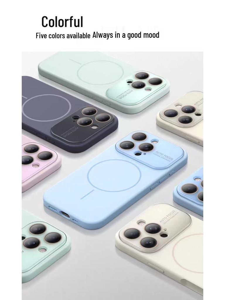 Magnetic Liquid Silicone iPhone Case: Compatible with Apple 17, Enhanced Aesthetics, Large Window Design.