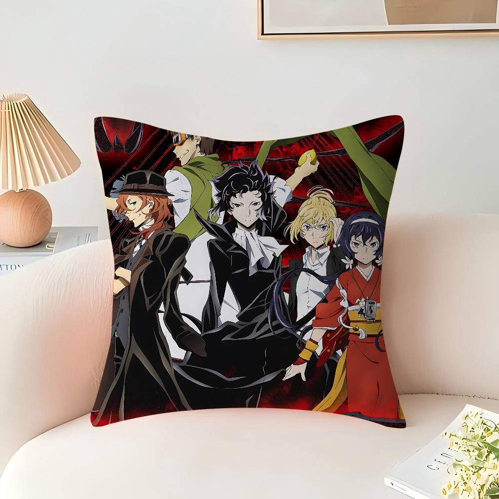 Anime B-Bungo Stray Dogs Cushion Cover Car Throw Pillow Case For Sofa Car Christmas Gift 40x40cm 45x45cm