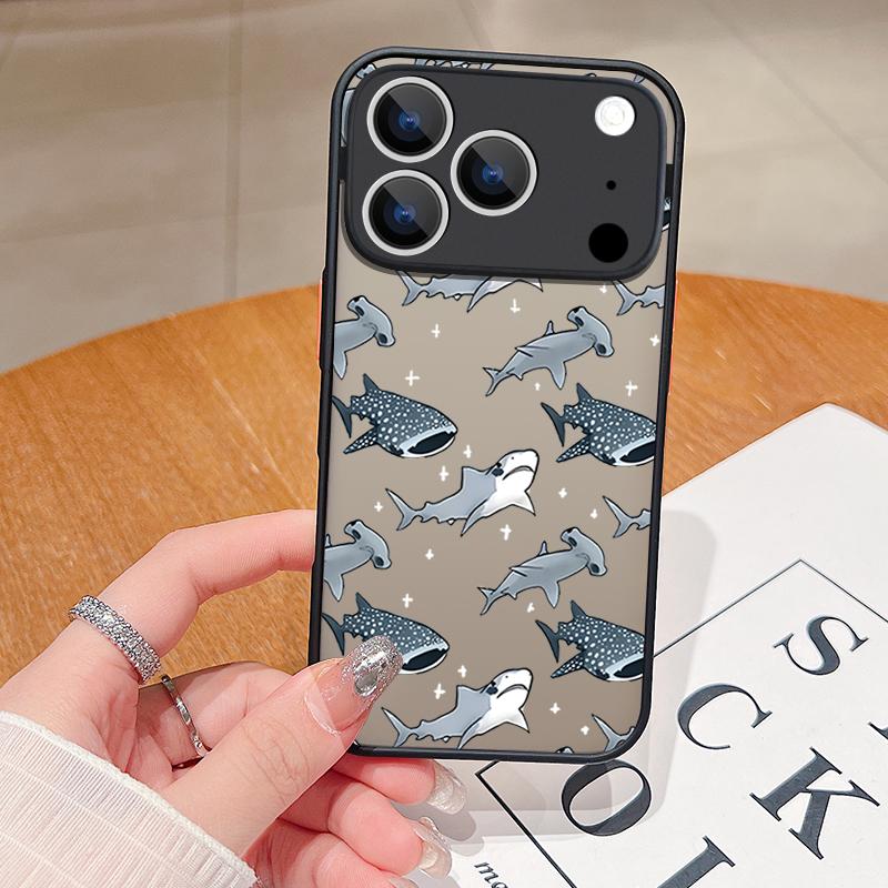 Whale Shark Printing Case For iPhone 17 Air 16e 16 15 14 Pro Max 13 12 17 Pro 11 Shockproof Soft Edge Hard PC Matte Phone Cover
