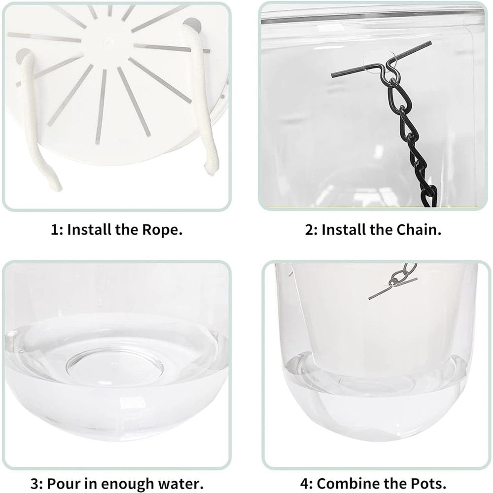Indoor Hanging Flower Pots - Set of 3 Outdoor Flower Pots, Hanging Flower Pots with Drainage Holes