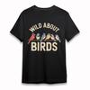 Women'S T Shirt With Vibrant Birdwatching Black 100 Cotton Tops