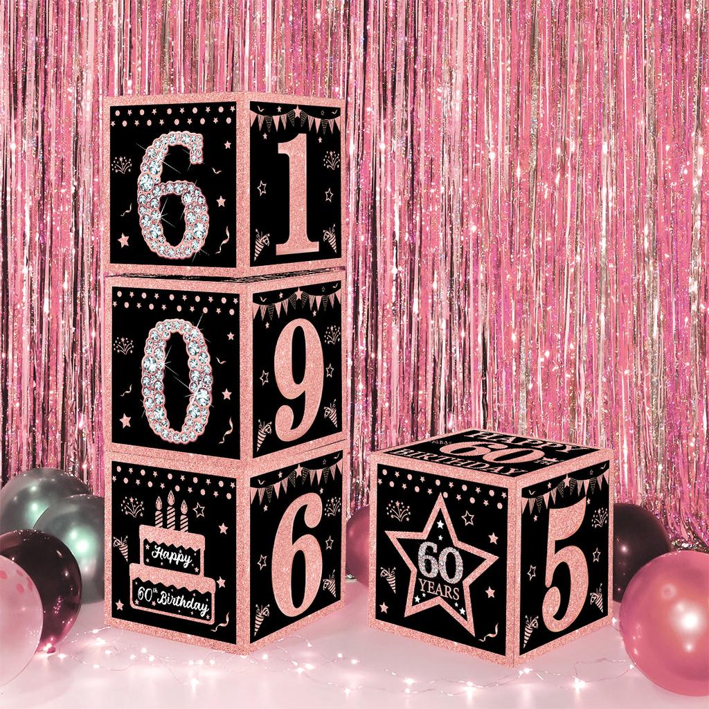 Black Pink Birthday Box 16 21 30 40 50 Year Birthday Party Decor Kids 30th 50th 60th Birthday Party Supplies Favors Anniversary