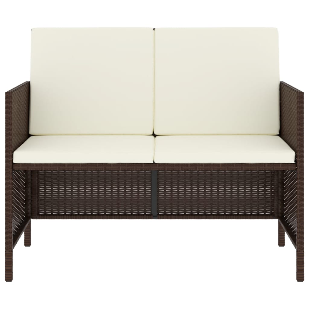 6 Piece Outdoor Dining Set with Cushions Brown Poly Rattan