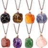 Hand-Wound Irregular Natural Stone Crystal Rough Stone Amethyst Pendant Necklace N669
