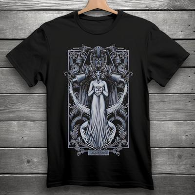 Aquarius Zodiac Sign Goth Skull Unisex Black T-Shirt S-3XL
