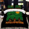 Halloween Duvet Cover King Microfiber Medieval Haunted Castle With Garden Pumpkins Dark Clouds Scary Nights Print Bedding Set
