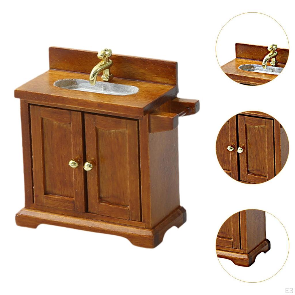 Bathroom Storage for Dollhouse with Sink in 1/16 Scale