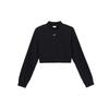 Women's  Black Mock Neck Cropped Sweatshirt FN2477-010