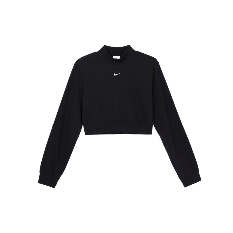 Nike Women s Black Mock Neck Cropped Sweatshirt FN2477-010 L