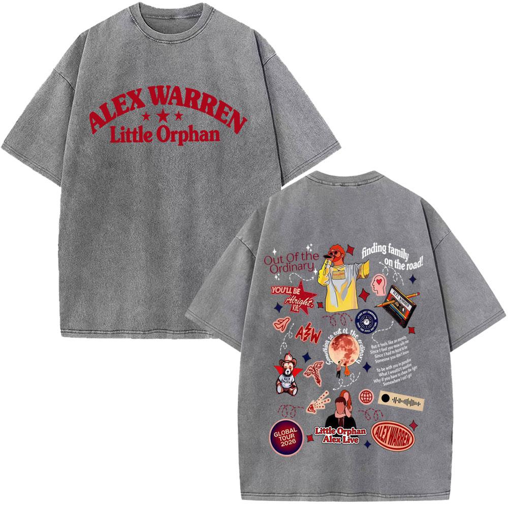 Singer Alex Warren 2026 Tour Print Tees Unisex Unisex Hiphop Tshirt Summer Cotton Loose Casual Vintage Washed Tshirts Streetwear