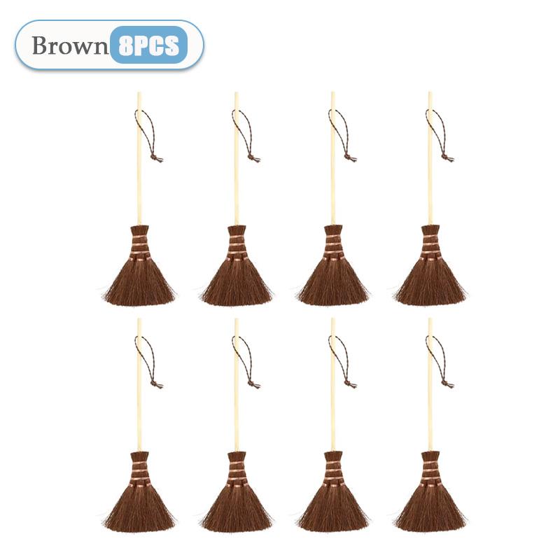 1-10PCS Mini Soft Hair Brooms Wood Floor Sweeping Straw Braided Keyboard Brush Witch Miniature Straw Brooms Dollhouse Decoration