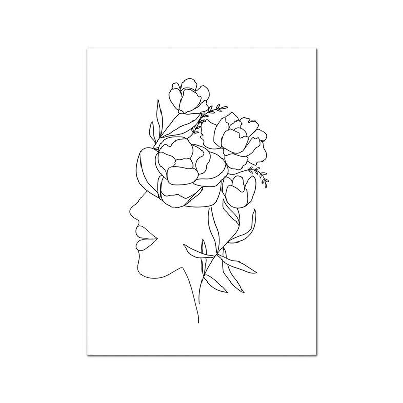 Minimalist Line Girl Boy Abstract Flower Leaves Nordic Posters And Prints Wall Art Canvas Painting Pictures Living Room Decorati