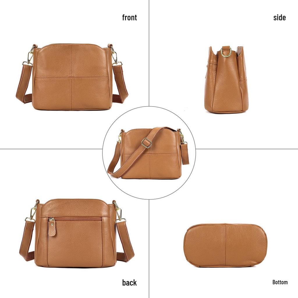 Elegant Genuine Leather Crossbody Handbag for Women - Large Capacity, Versatile Design