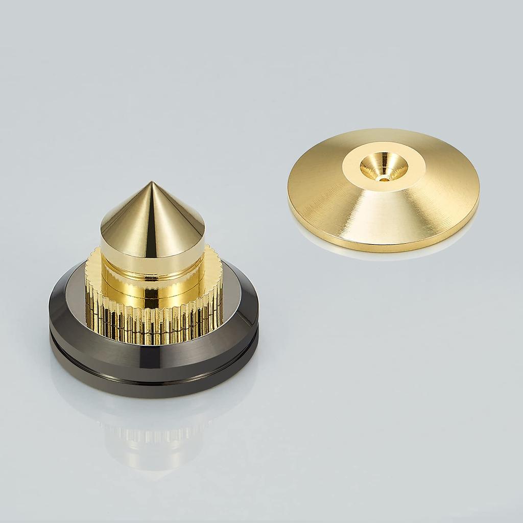 Pailvens Speaker 8 Height Adjustable Speaker Metal Spike Stands with 16 for Improved Audio Sound Quality and Vibration Gold Insulators, Pieces,
