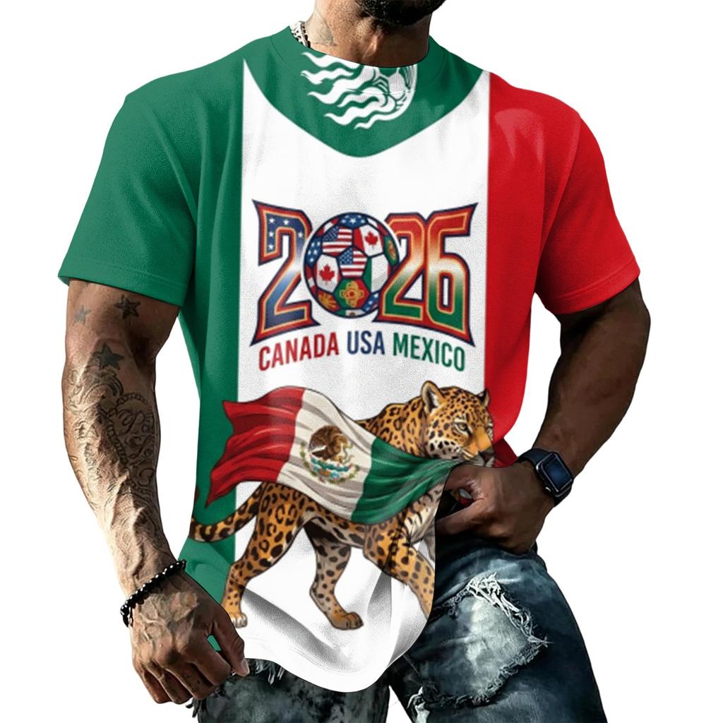 Men's Mexico Soccer Fan T-Shirt Round Neck Short Sleeve for Day