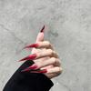 Handmade Press On Nail Simple Clear-through Wine Red Glossy Solid Color Eagle Claw Type Fake Nail Patch Artificial Nail Reusable
