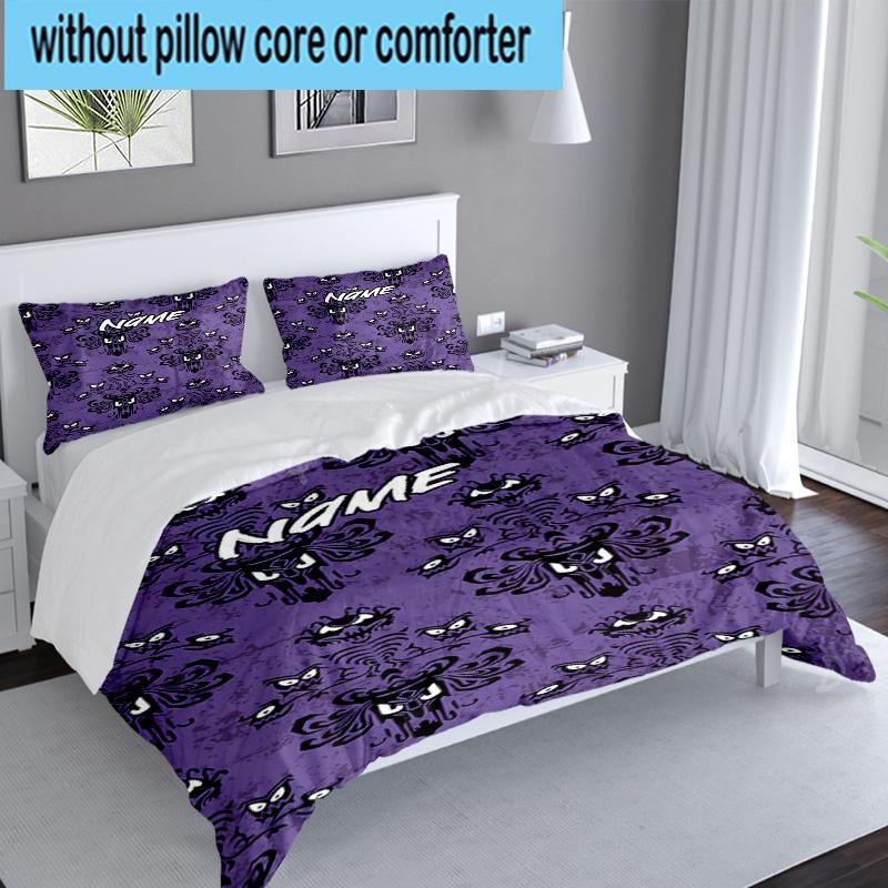 Custom Name 3PCS Orror Characters Collage Bedding Set, Including 1pc Duvet Cover And 2pcs Pillowcases, Suitable for Dorms and Bedrooms Gift
