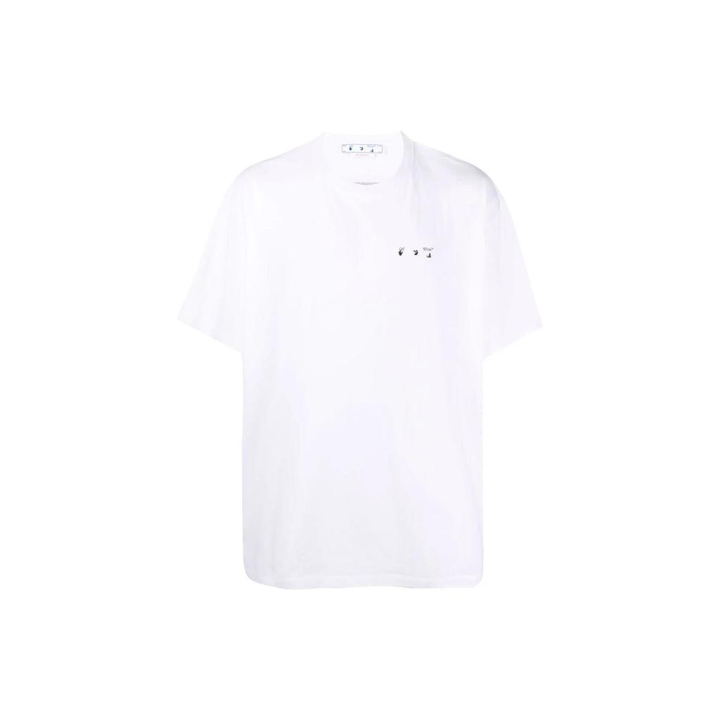 Off-White Caravaggio Paint Over Short-Sleeve Tee White/Black Men Tops OMAA038C99JER0060110