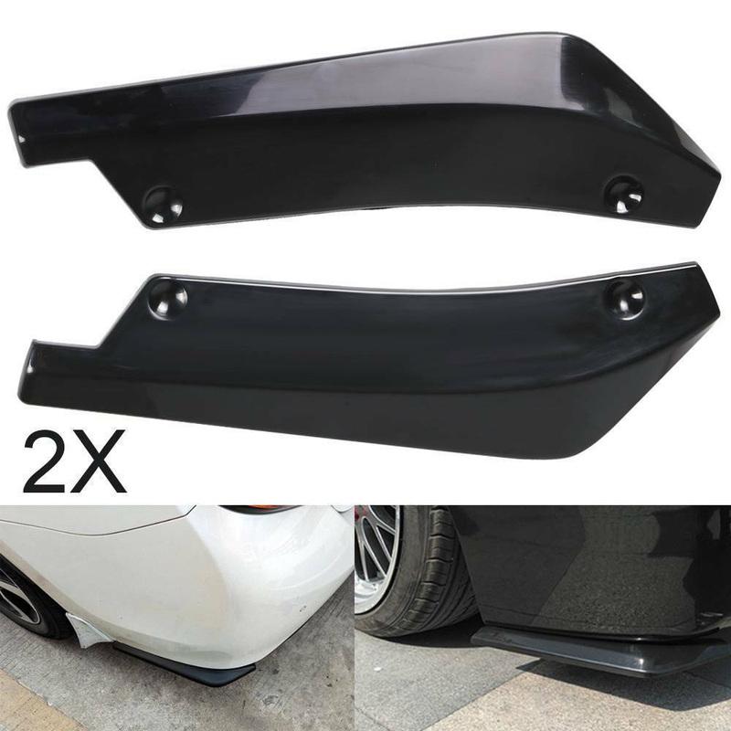 2pcs Rear Lip Bumper Spoiler Splitter Diffuser Canard Wrap Spoiler Side Fender Skirt Lip Chin Body Kit Glossy Black Universal