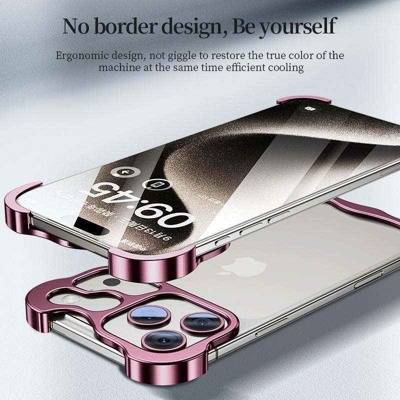 Metal Phone Case 18Pro 17Promax Edge-less Design Anti-fingerprint Corner Pads Shockproof Slim Fit Naked Feel