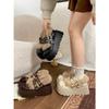 Retro White French Platform Fluffy Shoes Outer Wear 2025 Winter Warm and Non-slip Mary Jane Birkenstocks