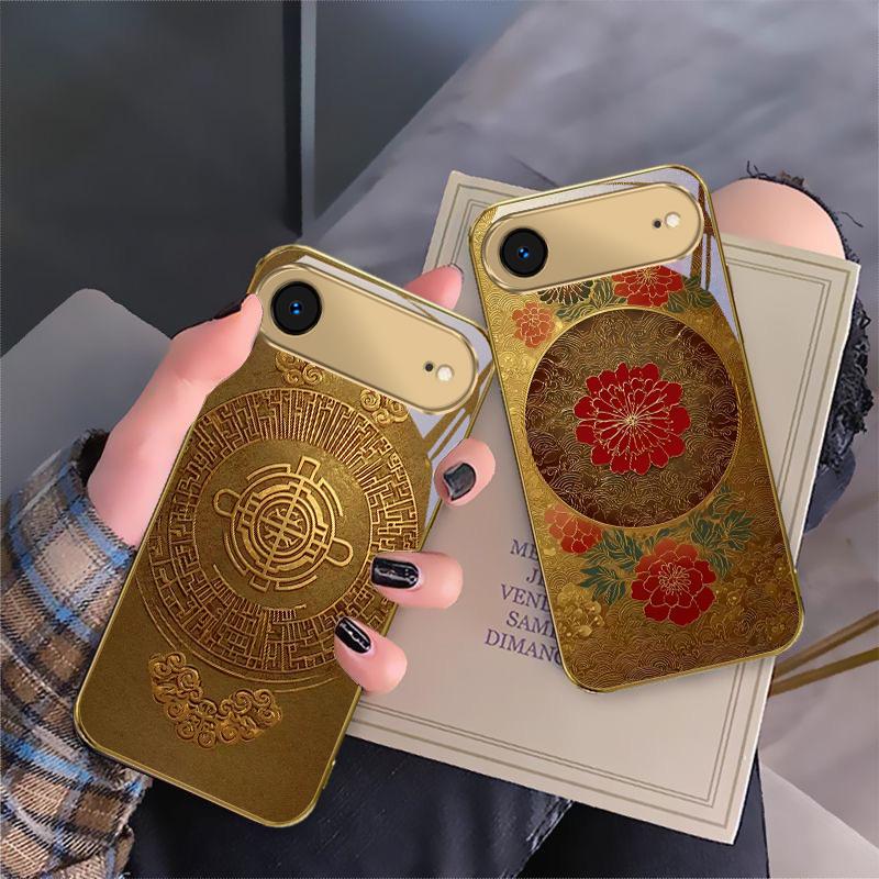 The Auspicious Meaning For IPhone 17Pro Max 16 17 Pro 15 P Ro 14 13 Plus 12 Mini 11Pro Max XR 16E 17 Air Golden Glass Phone Case