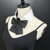 Multipurpose Removable Faux Collar with Black Bowtie Front for Women Girls Elegant Students Shirt Accessories Choker
