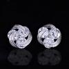 Colorful Cubic Zirconia Flower Stud Earrings for Women