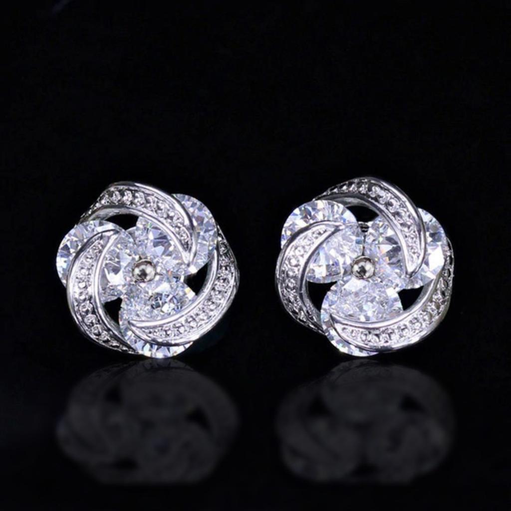 Colorful Cubic Zirconia Flower Stud Earrings for Women