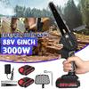 6 Inches 88V 3000W Mini Electric Chain Saw With 1/2Pcs Battery Rechargeable Woodworking Pruning Saw One-handed Garden 3000W