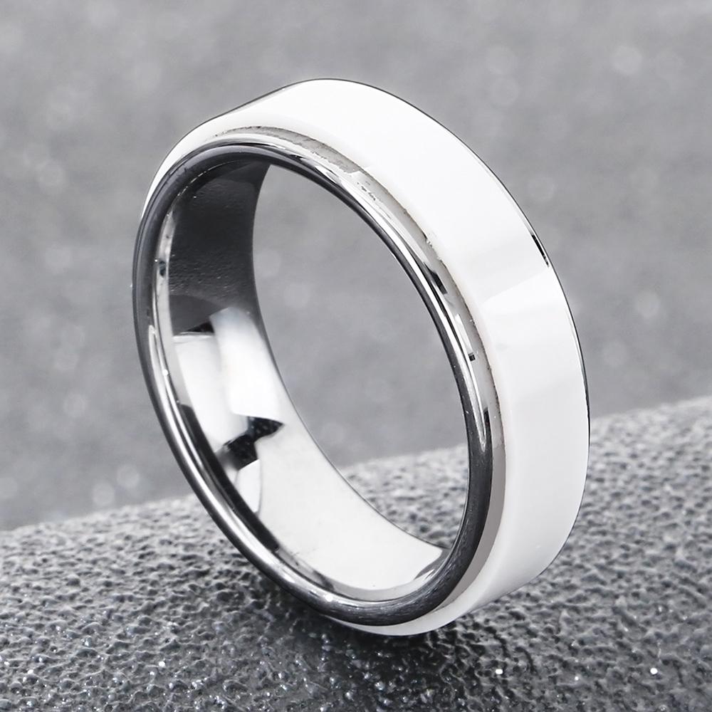 

6 мм Белое керамическое обручальное кольцо Обручальное кольцо Ювелирные изделия Помолвка Вольфрамовая сталь Кольца для мужчин женщин Удобная посадка Размер 6--13 13 белый
