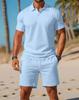 Men's Summer Casual Sports Mesh Polo Shirt & Shorts Set