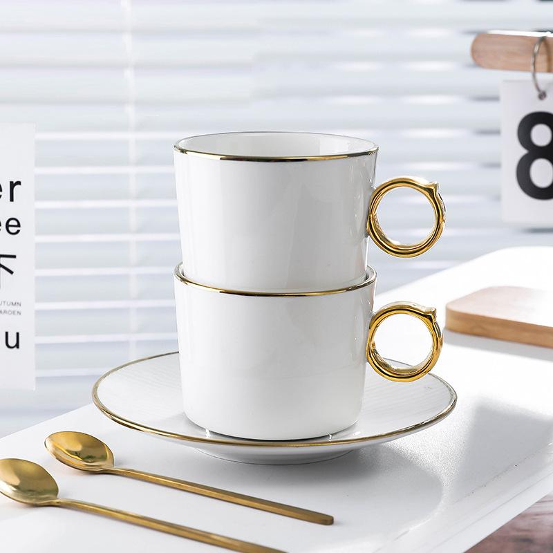 Phnom Penh Coffee Cups Disc Set Light Luxury Nordic Household Ceramic Mug Office Afternoon Tea Cup, Christmas Gift Couple Mug